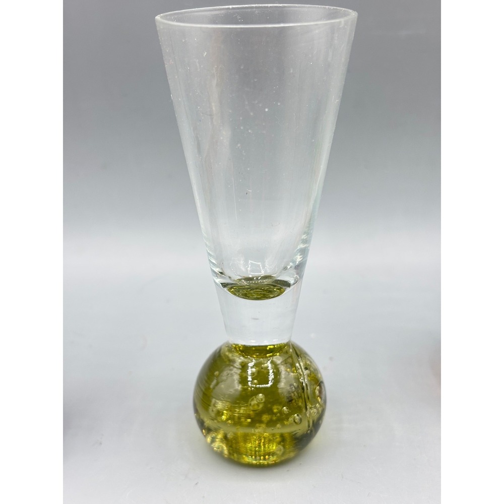 Vintage Bubble Base Cordial Shot Glasses Set of‎ 4 Multi Color Hand Blown - Picture 7 of 12